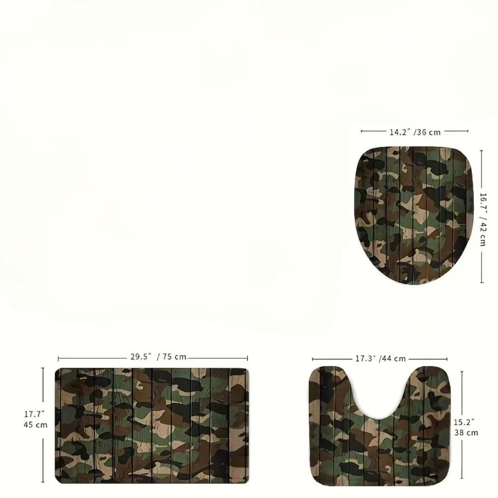 Camo Pattern Set - 위장 나무결 무늬 욕실 러그 3종
