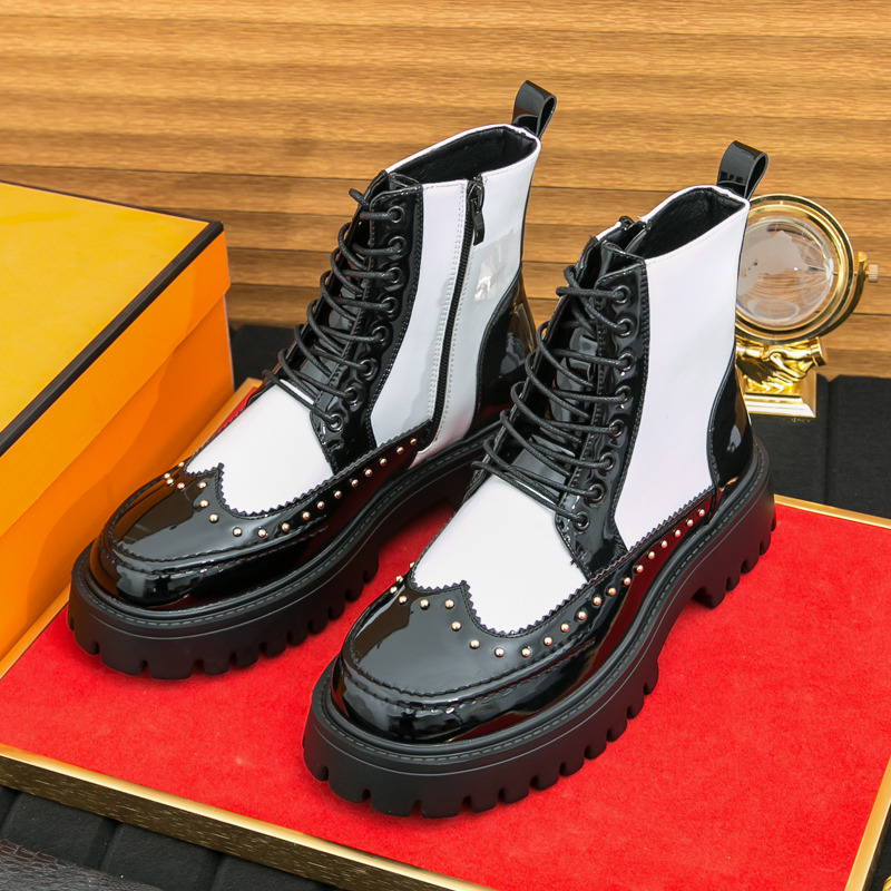 Parade Fashion Street - 패션 리벳 남성 앵클 부츠 가을