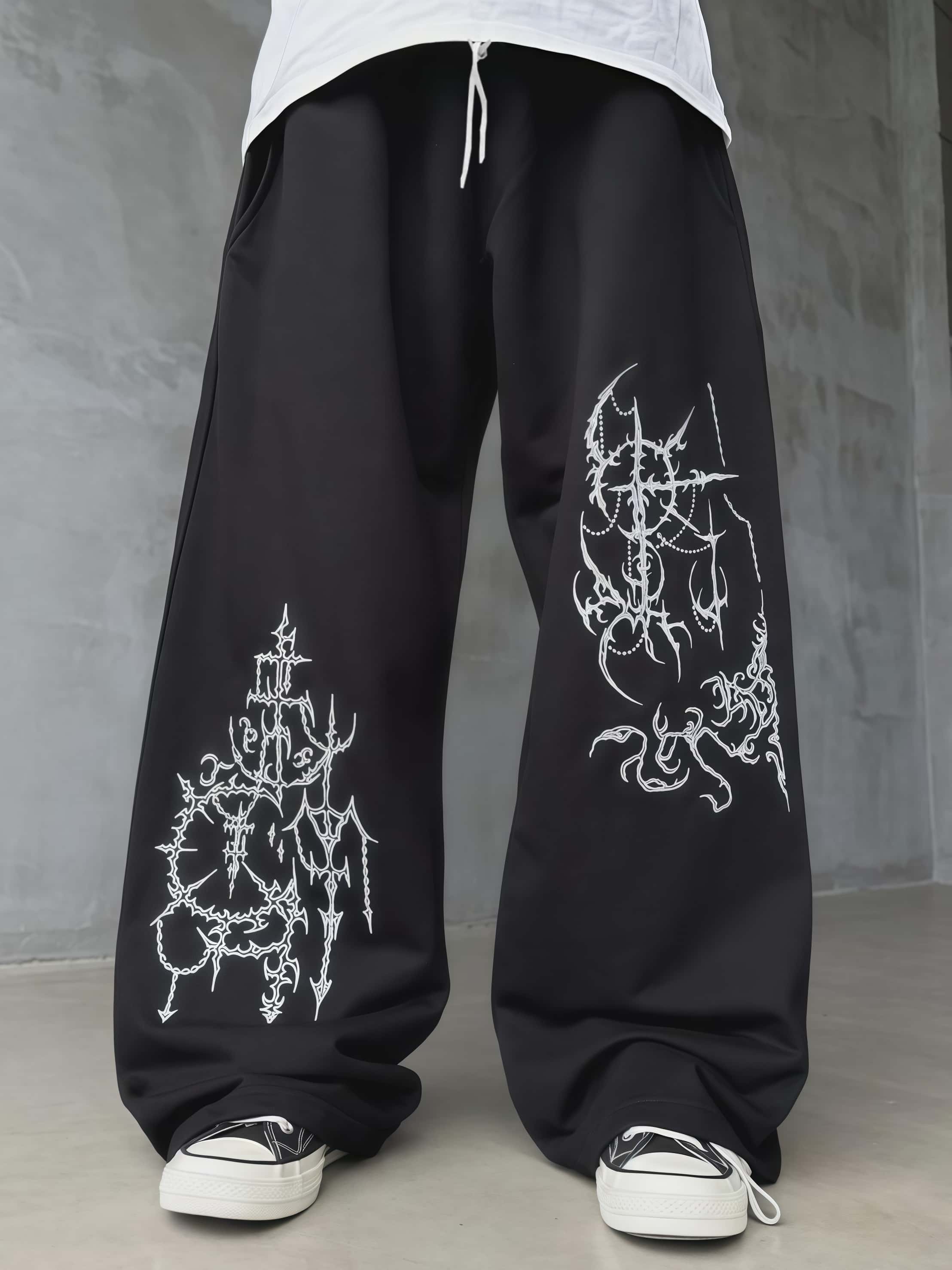 Street Fashion Asian - 남녀공용 스트릿 스타일 캐주얼 와이드 레그