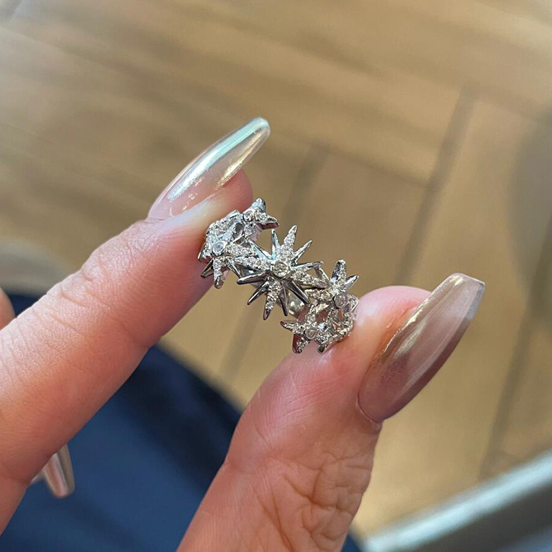 Street Fashion Rings - 힙합 스타일 트렌드 풀 다이아몬드 팔각별