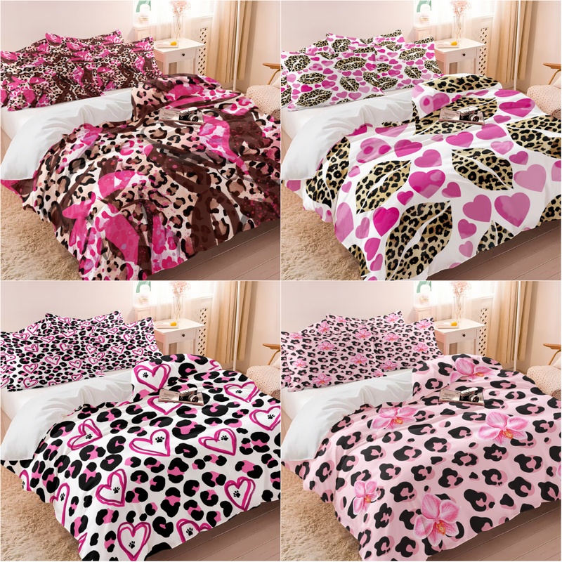 Camo Pattern Set - 핑크 레오파드 카모 패턴 이불 커버