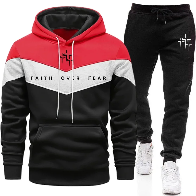 Faith Over Fear 남성용 트랙수트 후드 티셔 - Street Fashion Outfit 리뷰 및 가격