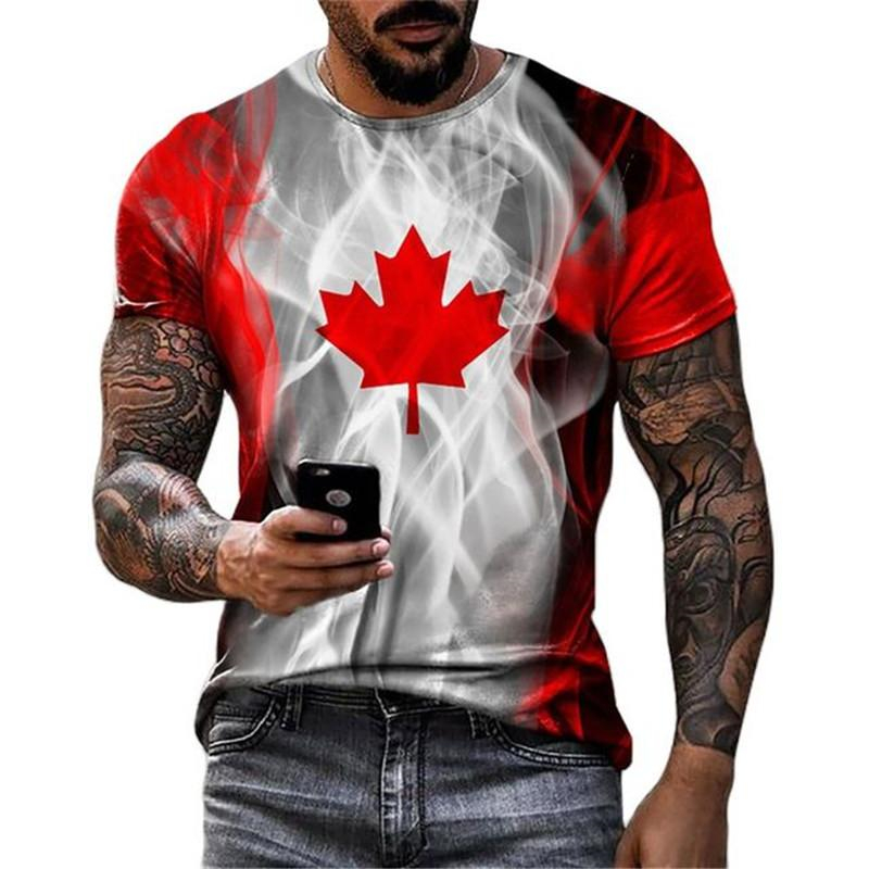 레트로 캐나다 국기 티셔츠, 3D 프린트 스트리트 메이 - Street Fashion Canada 리뷰 및 가격