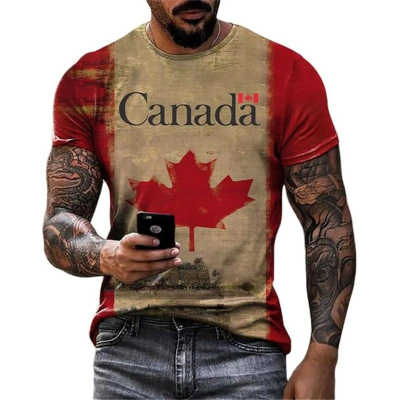 레트로 캐나다 국기 티셔츠, 3D 프린트 스트리트 메이 - Street Fashion Canada 리뷰 및 가격