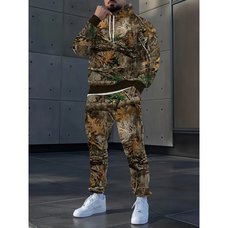 남성용 2피스 정글 위장 후드티와 바지 세트, 리얼한  - Camo Pattern Set 리뷰 및 가격