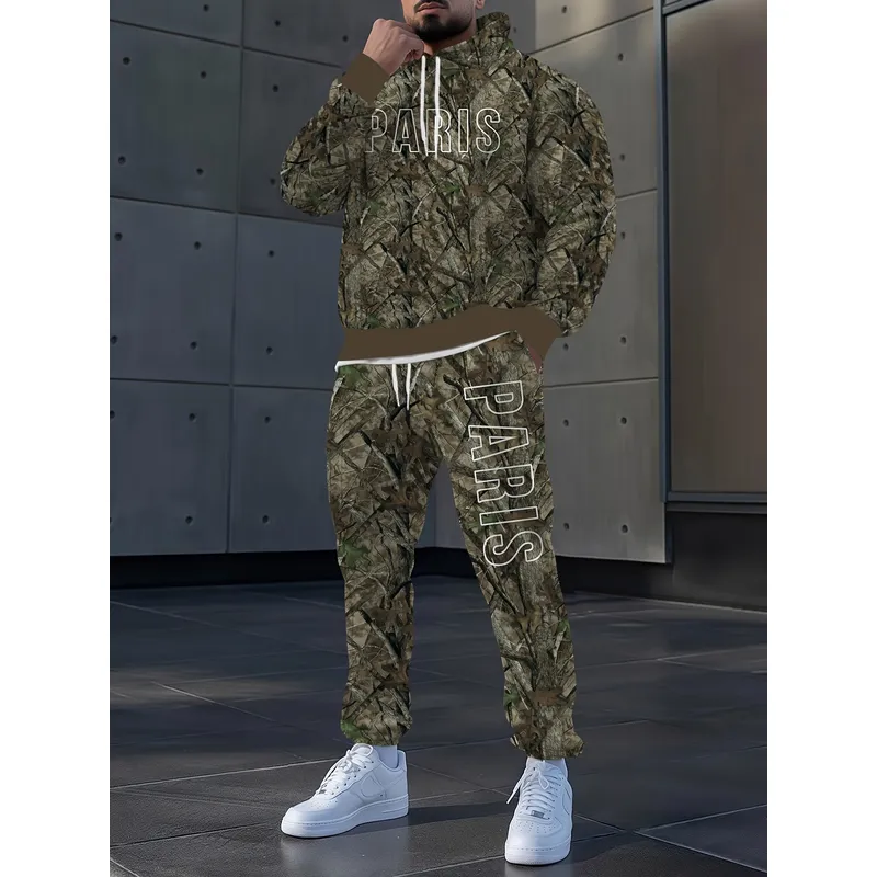 남성용 2피스 정글 위장 후드티와 바지 세트, 리얼한  - Camo Pattern Set 리뷰 및 가격