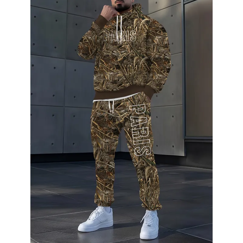 남성용 2피스 정글 위장 후드티와 바지 세트, 리얼한  - Camo Pattern Set 리뷰 및 가격