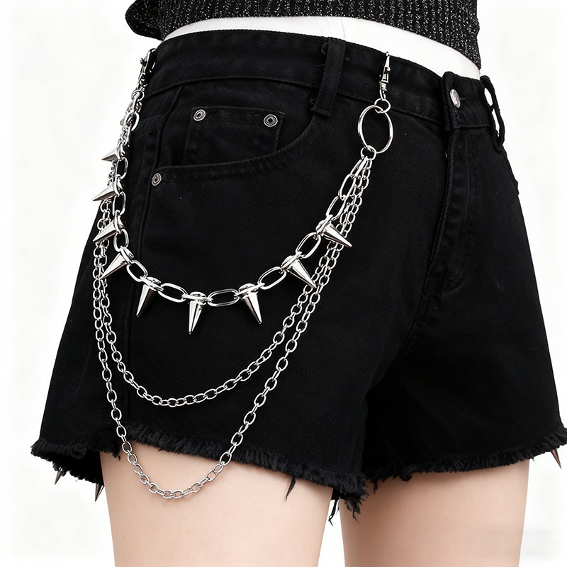 유니섹스 힙합 펑크 록 메탈 허리 체인 팬츠 키링 바지 - Street Fashion Rings 리뷰 및 가격