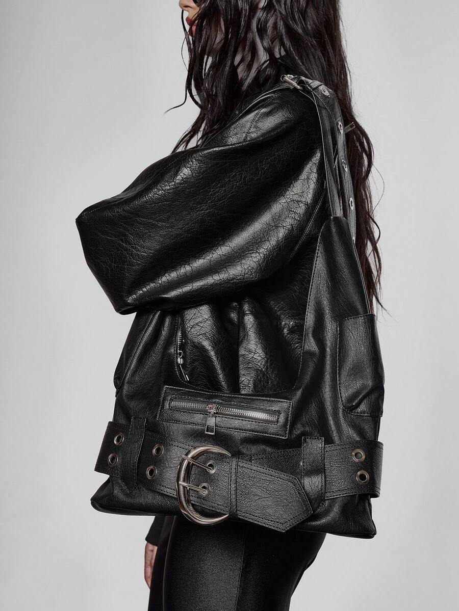 여성용 숄더백, 호보백, 벨트 장식, 블랙, PU, 패 - Street Fashion Girl 리뷰 및 가격