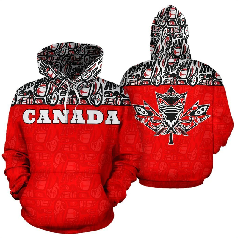 캐나다 국기 남녀공용 3D 프린트 후드, 오버사이즈 스 - Street Fashion Canada 리뷰 및 가격