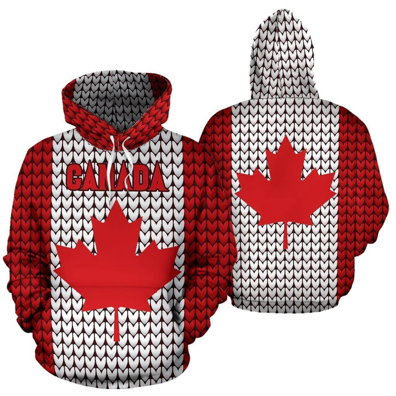 캐나다 국기 남녀공용 3D 프린트 후드, 오버사이즈 스 - Street Fashion Canada 리뷰 및 가격