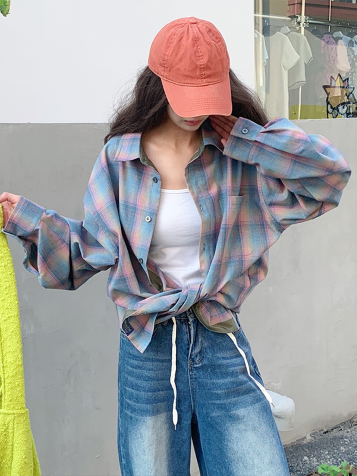 남성용 체크무늬 긴소매 셔츠 힙합 하이스트리트 아우터웨 - Street Fashion Co 리뷰 및 가격