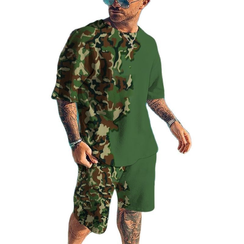 여름 새 남성 Tracksuits 3D 인쇄 티셔츠 세 - Camo Pattern Set 리뷰 및 가격