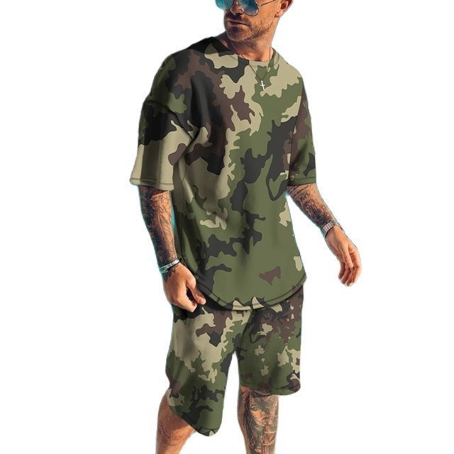 여름 새 남성 Tracksuits 3D 인쇄 티셔츠 세 - Camo Pattern Set 리뷰 및 가격
