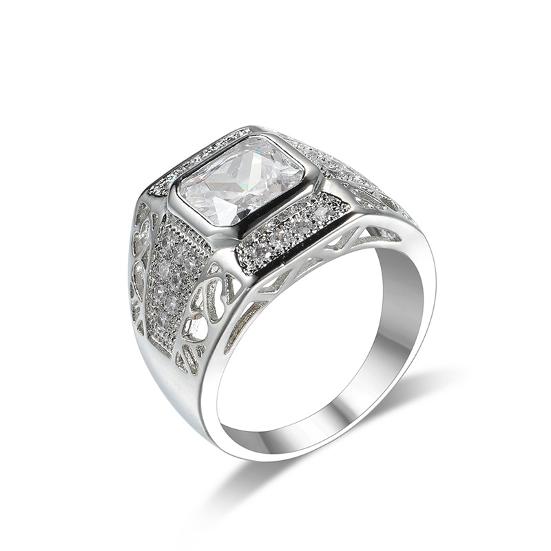 럭셔리 925 스털링 실버 힙합 라운드 큐빅 지르코니아 - Street Fashion Rings 리뷰 및 가격